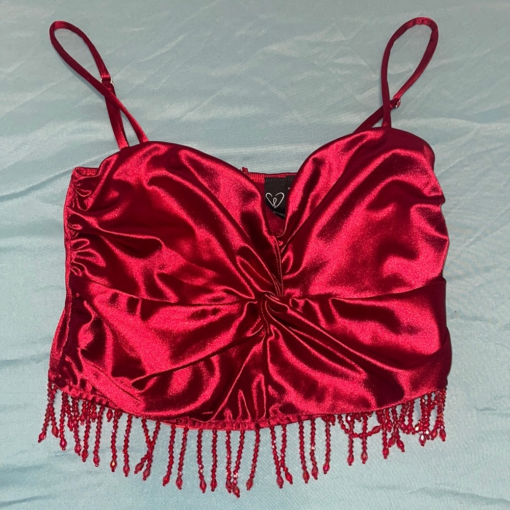 NWOT Windsor crop top with red rhinestones